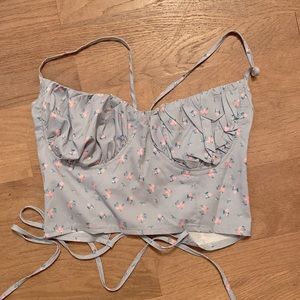 •shein top •blue with pink flowers